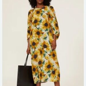 Just Female Yellow Green Sundress with Bishop Sleeves